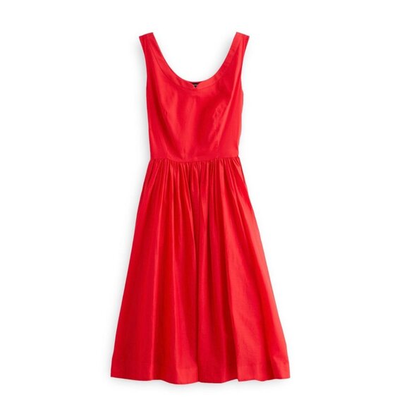 J. Peterman Red Sleeveless Scoop Neck Cotton Fit & Flare Midi Dress Size 14 - Picture 1 of 9